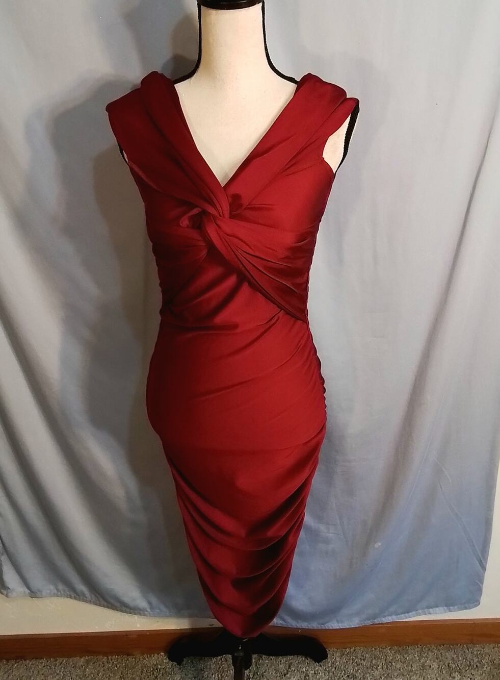 Brece red fashion dress with rushing